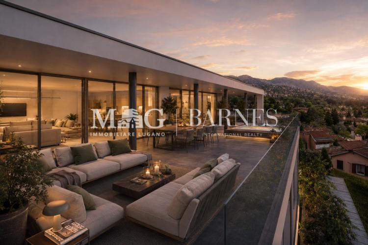 Collina d'Oro: Nouveau penthouse avec terrasse panoramique