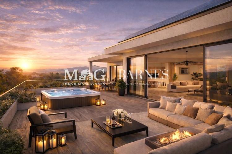 Collina d'Oro: Nouveau penthouse avec terrasse panoramique