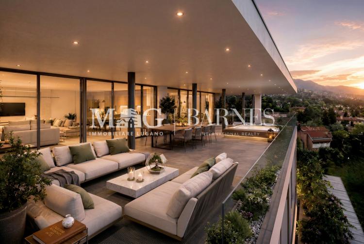 Collina d'Oro: Nouveau penthouse avec terrasse panoramique